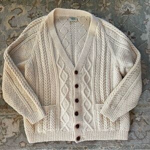 Blarney Woollen Mills Men's Cream Cable Knit Sweater
